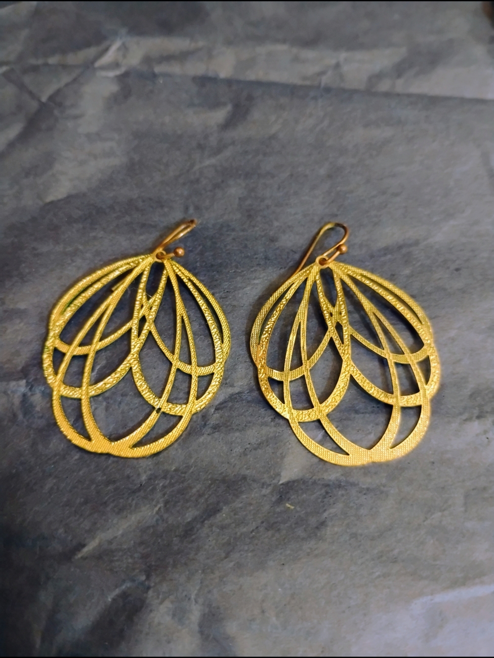 3 For $15 - Gold Filigree Teardrop Dangle Earrings
